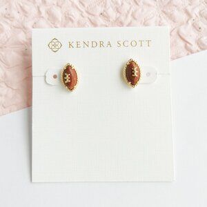 Kendra Scott Football Orange Goldstone Stud Earrings